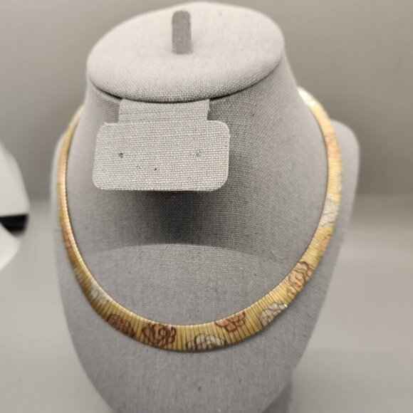 JCM Jacmel Mauritius Sterling Silver Tri Gold Vermeil Rose Necklace - Picture 2 of 5